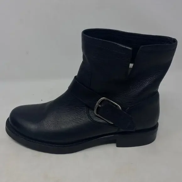 Frye Veronica Leather Booties Black Leather Moto Boot 8.5 - Picture 2 of 8